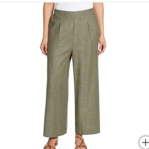 Ella Moss Olive Wide-Leg Cropped Pleated Pants